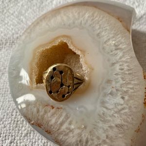 Bronze Zodiac Leo Signet Ring - size 8